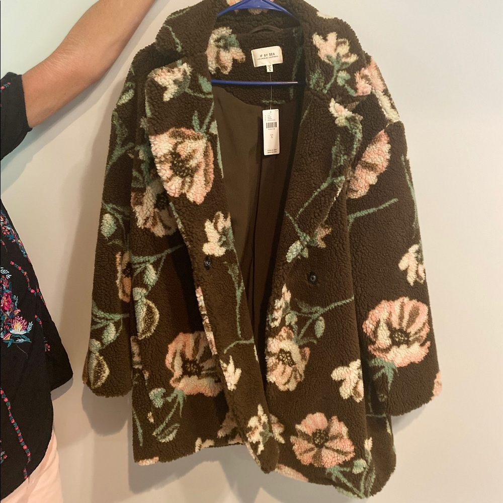 Anthropologie Floral shearling jacket, size S